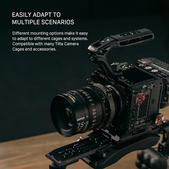 Tilta Xeno Top Handle for Filmmakers & Cameras - Titanium Gray | Aluminum Alloy and Silicone Build | 1/4″-20 w/Locating Points | Safety Release Pin | Comfortable Handling (Cold Shoe)