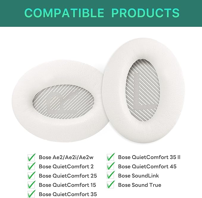 Replacement Ear Pads for Bose QuietComfort 35 (QC35) & Quiet Comfort 35 II (QC 35 ii) Headphones, EarPads Cushions with Noise Isolation Memory Foam, Softer Protein Leather, Added Thickness