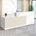Reception Desk with Counter Modern Checkout Counter with Lockable Drawer Keyboard Tray Receptionist Desk for Office Salon Reception Table N Left 63inch/160cm