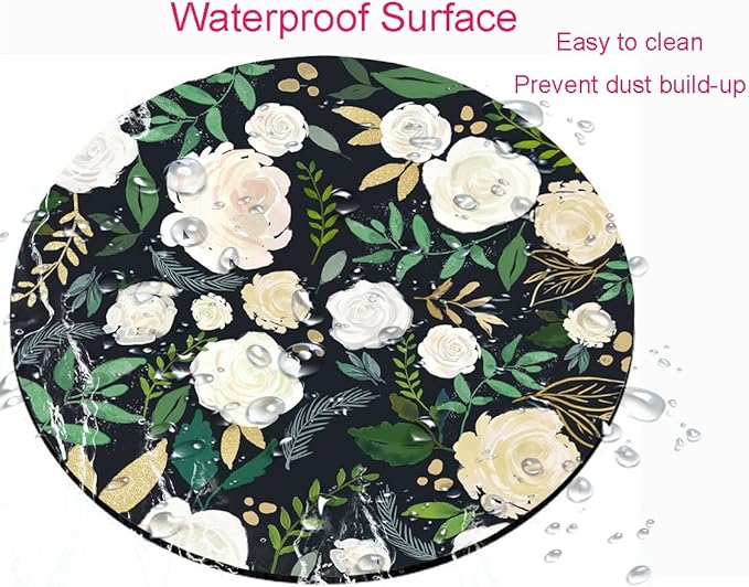 Round Mouse Pad, Floral Mouse Pad, Washable Mousepads with Lycra Cloth, Non-Slip Rubber Base Small Wireless Mouse Pads for Office Laptop, Flowers