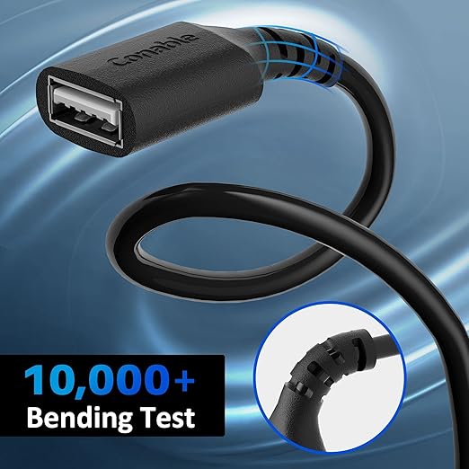 3 Pack USB Extension Cable 10 FT, USB 2.0 Type A Male to Female Extender Cord Adapter, Compatible with Printer, Keyboard, Mouse, Flash Drive, Hard Drive, Controller, Black Cable with 5 Cable Ties