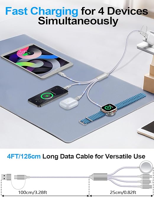 2 Pack Charging Cable for Apple Watch Charger/Samsung/iPhone Charger,Car/Office/Camping/Travel Essentials,Type C Cable Cord for iWatch Ultra/10-2/iPhone 16-11/Samsung S25-S20,iPad,airPods-Purple