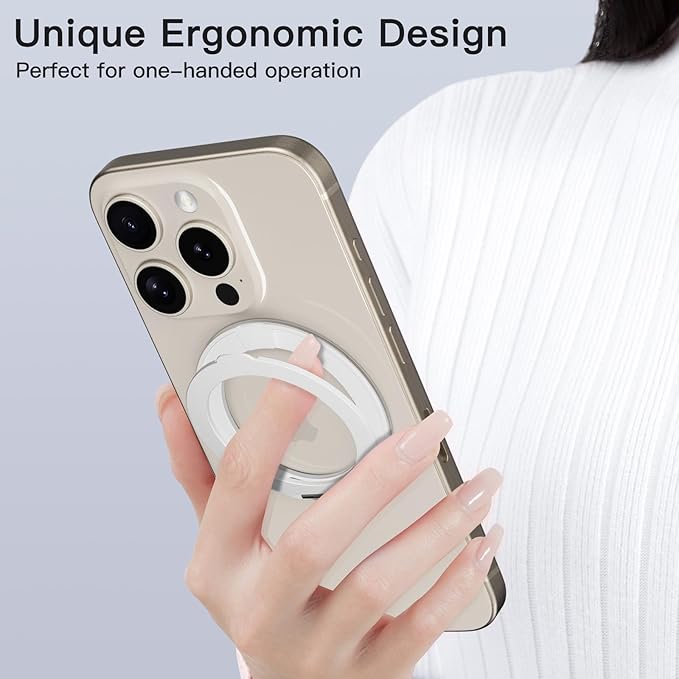 COOLQO 2Pcs 360 Spin Cell Grip Ring Phone Stand [Upgrade Gear Hinge Stress Anxiety Relief] Magnetic Holders for Your car Accessories Desk Mount Compatible with iPhone All Smartphones, Silver
