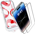 Tempered Glass Screen Protector for iPhone 14 Pro – Full Edge-to-Edge Protection, 9H Hardness, Oleophobic Coating - Screen Saver for iPhone 14 Pro with Applicator Set - Black Design