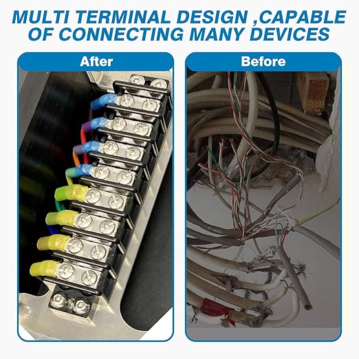 GLOSO TBE Double Row Stainless Terminal Blocks, Marine Grade, 4-14 AWG Cu, 75A/600V - 1 Pack, 8 Poles