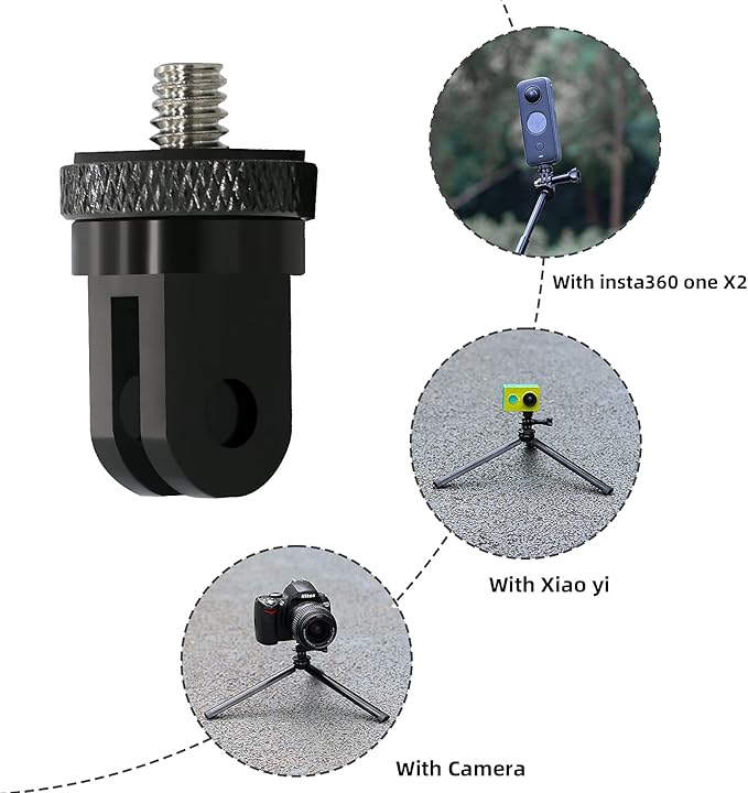 1/4 Inch Aluminum Metal Camera Mount Adapter, Conversion Camera Tripod Mount Compatible with GoPro Hero 13/12/11/10/9/8 Black,Other Action Cameras and Other Standard 1/4 Accessories（2 Packs）