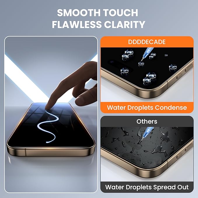 Screen Protector for iPhone 15Plus/16Plus/14Pro Max Military Grade Tempered Glass Auto-Alignment OneTouch Kit Cell Phone Accessories Bubble Free Case Friendly Auto Dust-Removal Easy Install [1 Pack]