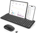 seenda Bluetooth Keyboard and Mouse for iPad, Multi-Device Bluetooth + 2.4G Wireless Keyboard Mouse with Tablet Holder for MacBook/Windows Computer, iOS/Andriod Tablet Phone, Black