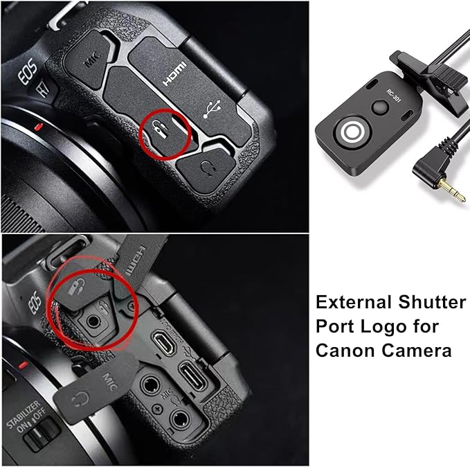 for Canon/Fuji RC301-2.5mm Remote Camera Small Shutter Release Remote Control 196.8 "Extended Cable R50V R100 R6 R8 R10 80D XT2/3/4/5 XH2S GFX100/S GFX50/S/II (RC301-2.5/E3 196.8in/5m)