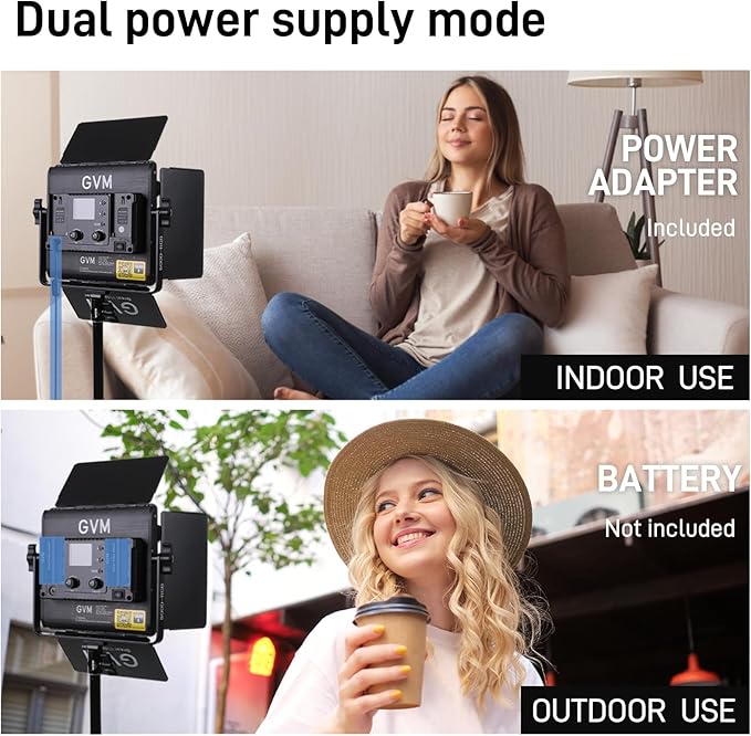 GVM 800D RGB LED Video Light, 2026 Upgraded Panel Light with Optical Lens & 6X Brighter (19500 Lux/0.5m), 3200K-5600K Bi-Color, 20 Scene Modes & CRI97+, Studio Lights, Photography Lighting, 3-Packs