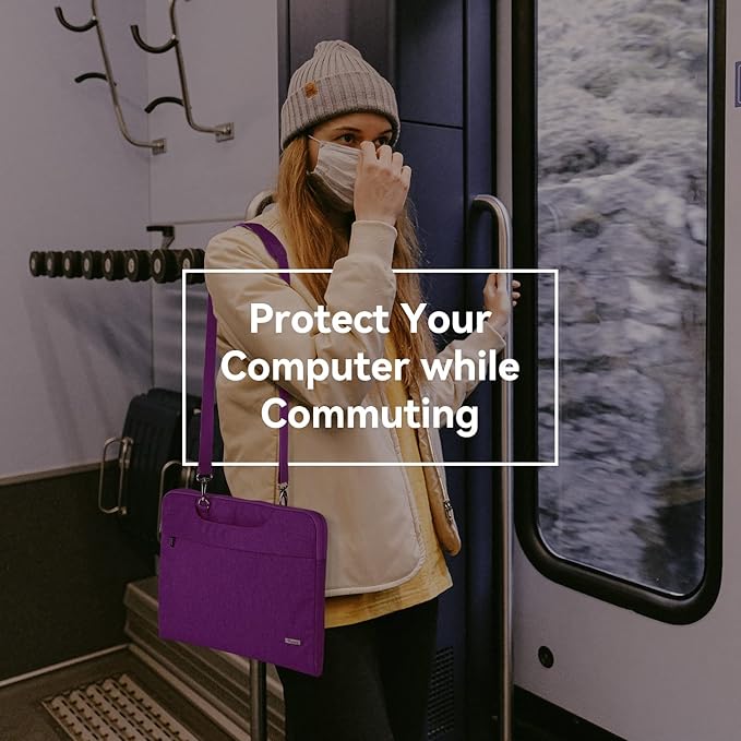 Voova Laptop Bag 15.6 Inch for Women, Waterproof Computer Sleeve Carrying Case with Shoulder Straps & Handle Compatible with Macbook Air 15, MacBook Pro 15/16, 15-16 Inch Hp Dell Lenovo Asus, Purple