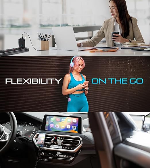 Futurizta Tech [Upgraded] Zeus-X 6-in-1 Universal Multi Cable (3.3ft/1m) Fast Charging 60W Laptop PD, QC3.0 & 27W iPhone Fast Charging & Data Sync, Military Grade Braided with Cable Organizer Strap