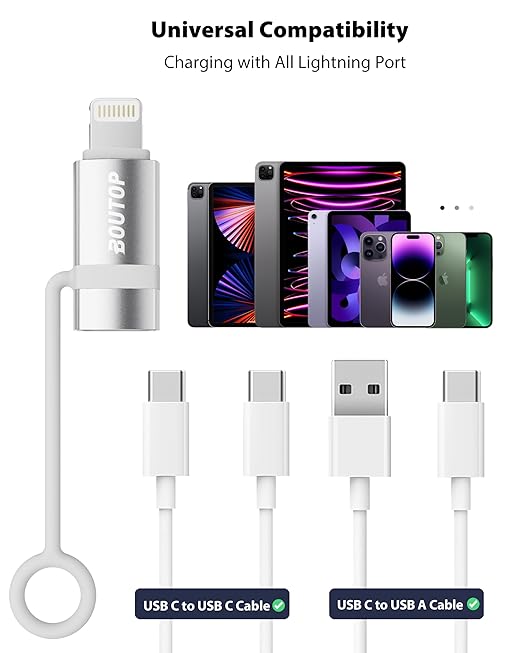 [MFi Certified] USB C to Lightning Adapter, Type C to Lightning Adapter Support 36W PD Fast Charging Compatible with iPhone iPad Silver