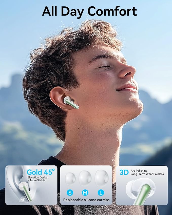 Wireless Earbuds, Bluetooth Ear Buds Headphones with LED Charging Case, 40 Hours Playtime, IP7, Lightweight in-Ear Earphones for iPhone Android Sports Workout