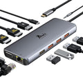 LIONWEI Laptop Docking Station Dual Monitor, 11-in-1 to 4K HDMI,VGA,Gigabit Ethernet,3 USB 3.1 10G,2 USB 2.0,87W PD,Audio for Dell/Surface/HP/Lenovo Laptops