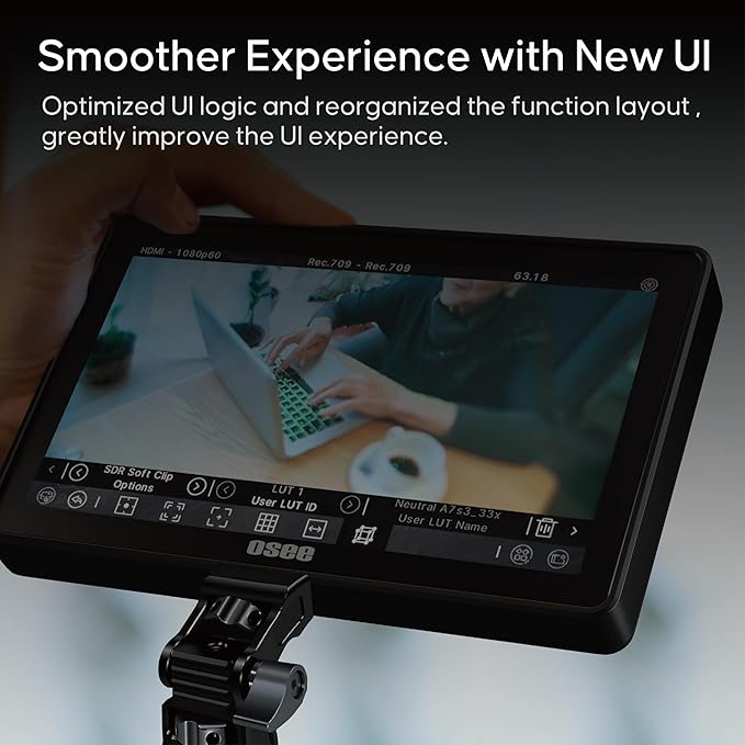 Osee G7 Pro 7 Inch Touchscreen Camera Monitor, 3000Nits HDR Field Monitor with Camera Control, Touch to Focus DSLR Monitor with 3G-SDI 4K HDMI in/Out, 3D-LUT New UI Flexible Power Supply