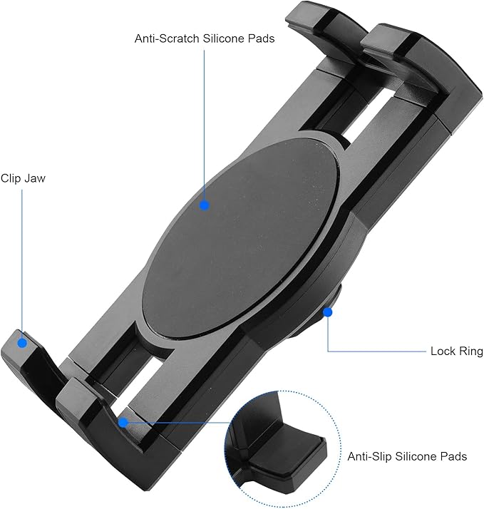 Boat Helm Tablet Holder, Marine Boat Handle Bar Pole Mount, 360°Rotation Clamp Non-Slip Aluminum Alloy Mount,Compatible with 4.7~12.9" iPad/Nexus/LG G Pads/e-Reader/iPhone