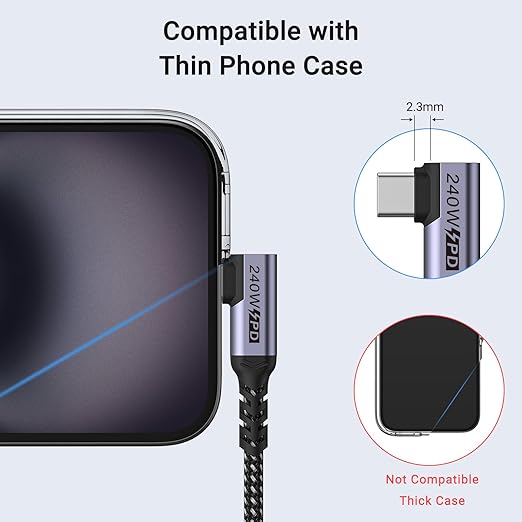 USB-C to USB-C Cable 6.6FT 2-Pack, 240W USB4, 40Gbps Data, 8K/60Hz, 5K/60Hz, 4K/144Hz Monitor Cable, Thunderbolt 4 Compatible, iPhone 16/15 Pro Max