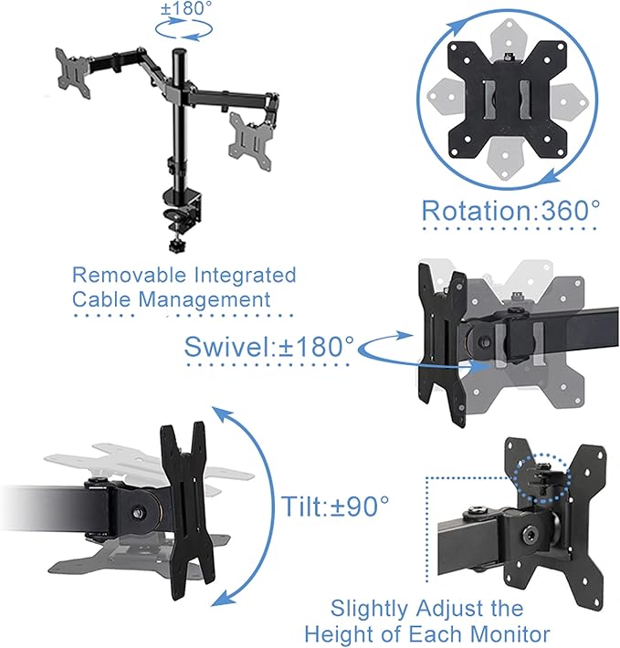 Rocelco 40" Large Height Adjustable Standing Desk Converter with Dual Monitor Mount BUNDLE - Quick Sit Stand Up Computer Workstation Riser - Retractable Keyboard Tray - White (R DADRW-40-DM2)