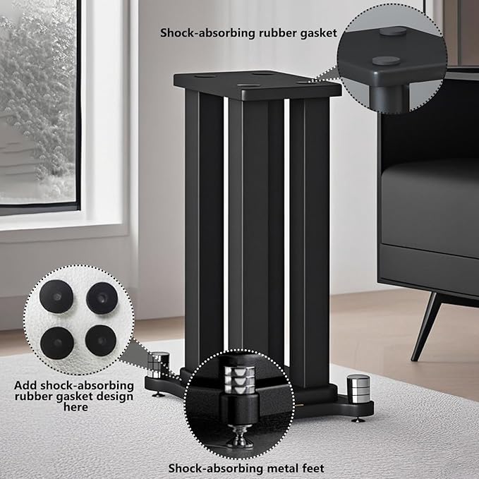 A Pair of Speaker Stands, Bookshelf Speaker Stand Steel Frame Support for Speakers up to 40 kg, Vibration-Absorbing MDF Design, Universal Speaker Stand Improves Sound Quality (20cm/7.8in)