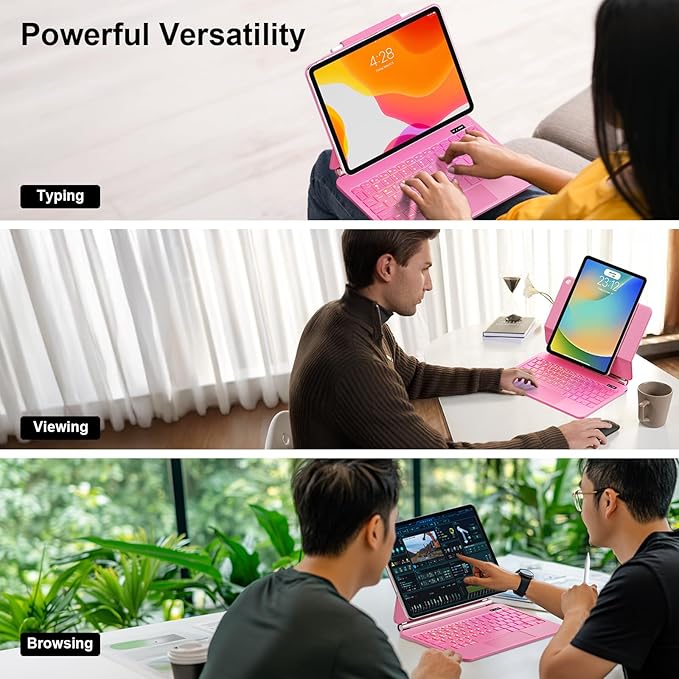 for iPad 9th Generation Case with Keyboard,Magic Style Keyboard Case for iPad 9th/8th/7th Gen 10.2 inch - Floating Cantilever Magnetic Stand Multi-Touch Trackpad (Pink)