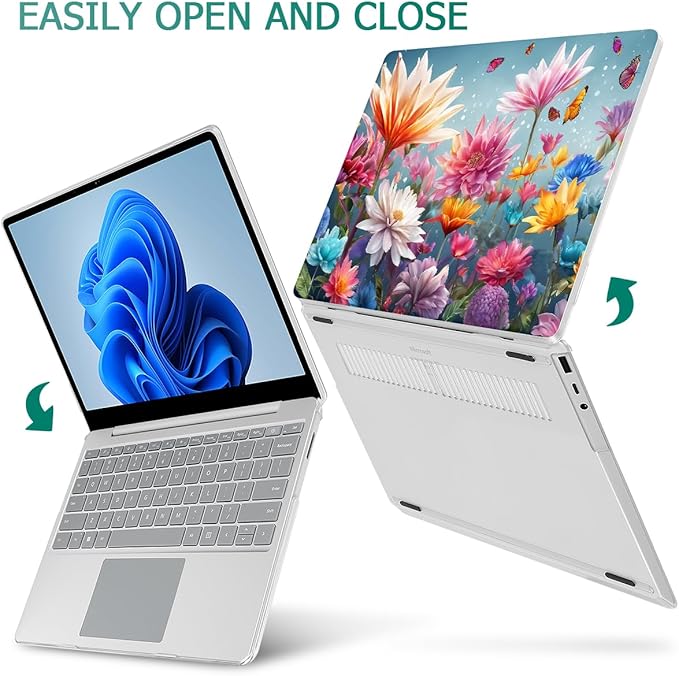 Tuiklol Case for 15 Inch Microsoft Surface Laptop 5/4/3 2022-2020, Model 1979/1953/1872/1873 Hard Shell Cover, Keyboard Cover+Screen Protector+Dust Plugs,Multicolored Floral