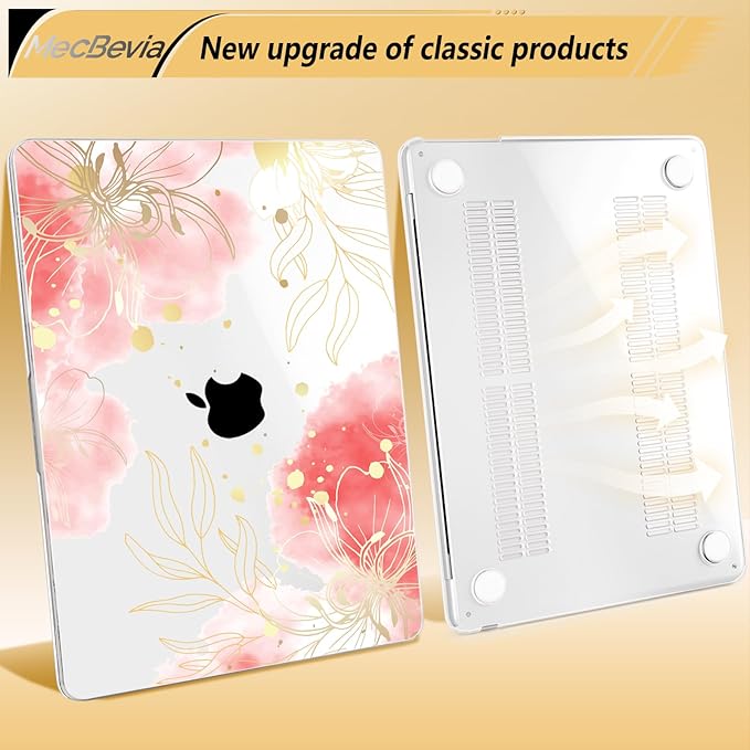 Compatible with MacBook Air 13.6 inch Case, M4 A3240/M3 A3113/M2 A2681 (Released 2025 to 2022), Hard Shell, Keyboard Cover, Screen Protector, Webcam Cover & Type-C Adapter, Vector Flower3