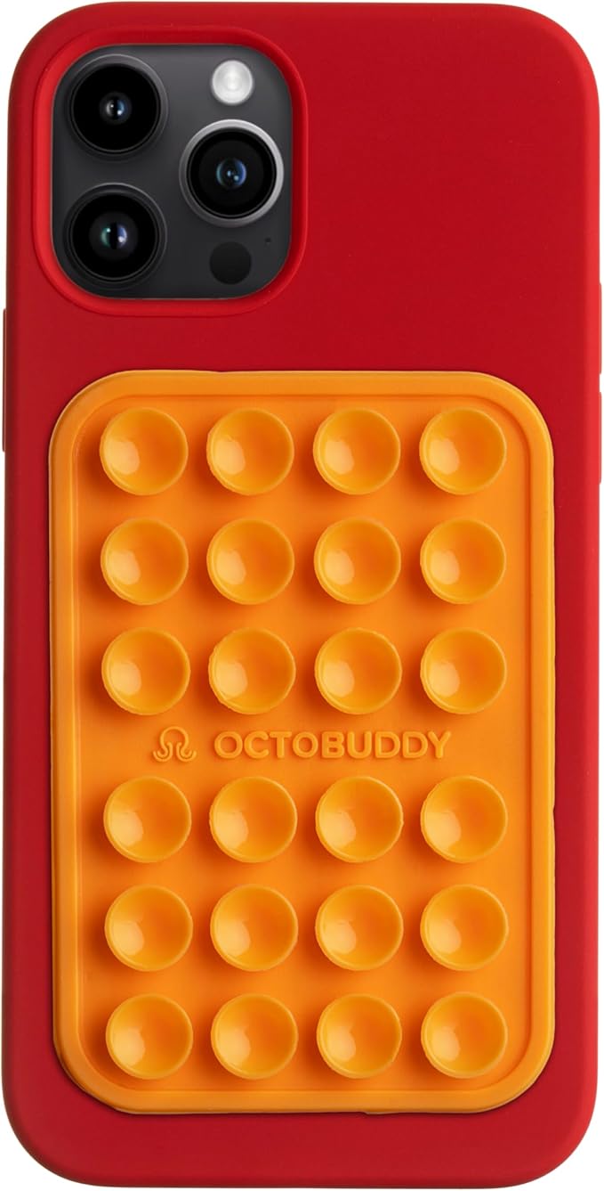 Classic MAX - Silicone Suction Phone Case Adhesive Mount - Hands-Free, Strong Grip Holder for Selfies and Videos - iPhone and Android Compatible - 2.6″ x 3.9″, Marigold