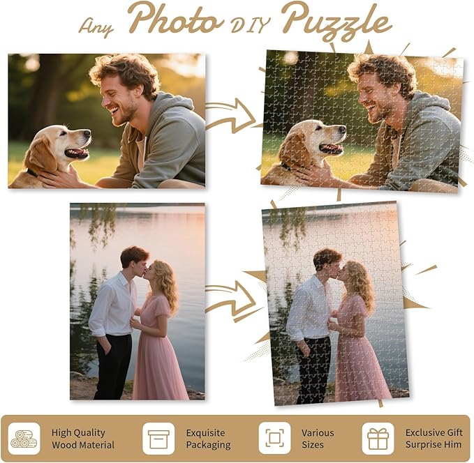 Custom Photo Puzzle – Personalized 1500 Piece Jigsaw Puzzle from Your Photo – Perfect Puzzle Gift for Families, Pets, Weddings, Anniversaries, Adults & Couples(1500-vertical)