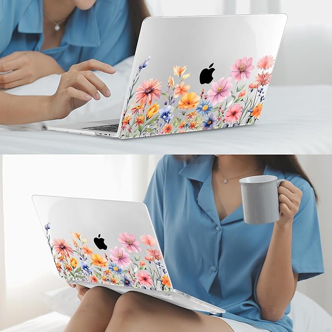 Mektron Case for MacBook Pro 16 Inch A2141 Cover 2019 Release 16" with Liquid Retina Display/Touch ID, Plastic Hard Shell with Keyboard Skin & Screen Protector & Dust Plug, Floral P165