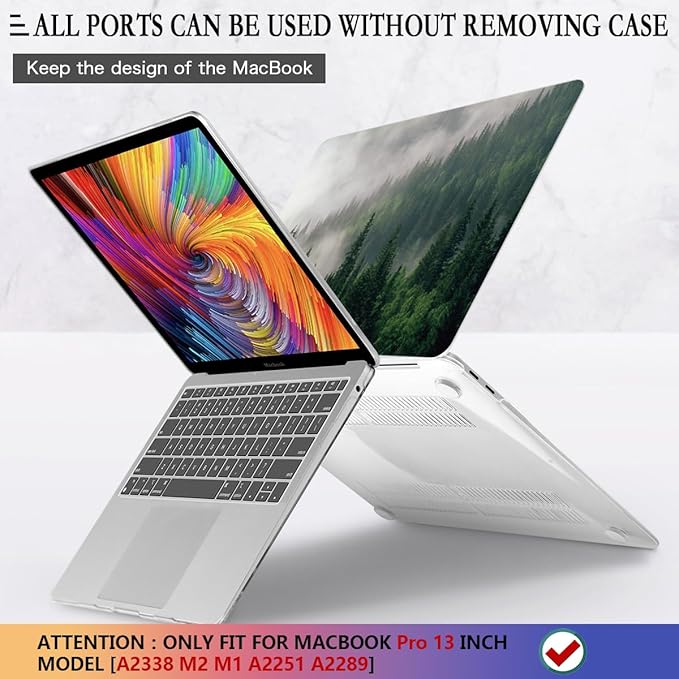 CISSOOK Compatible with MacBook Pro 13 inch Case M2 A2338 with Touch Bar 2023 Release, Forest Hard Shell Case with Keyboard Cover +Screen Protector for Pro 13 2025-2020 A2338 M1 A2251 a2289, Forest
