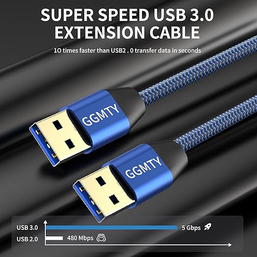 USB to USB Cable 25FT,Durable Braidedfor USB 3.0 Male to Male Type A to Type A Cable Data Transfer Compatible with Hard Drive, Laptop, DVD Player, TV, USB 3.0 Hub, Monitor, Camera, Set Up Box and More