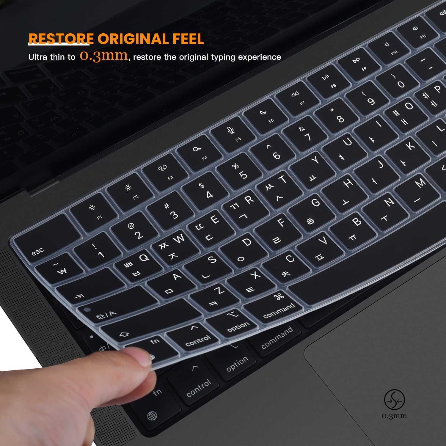 Korean Silicone Keyboard Cover Skin for 2026 2025 14.2 inch Apple MacBook Pro 14 A3426 A3427 A3434 A3112 A3401 A3185 A2992 A2918 A2442 / Pro 16 A3428 A3429 A3403 A3186 with M5-M1 Pro Max Chip - Black
