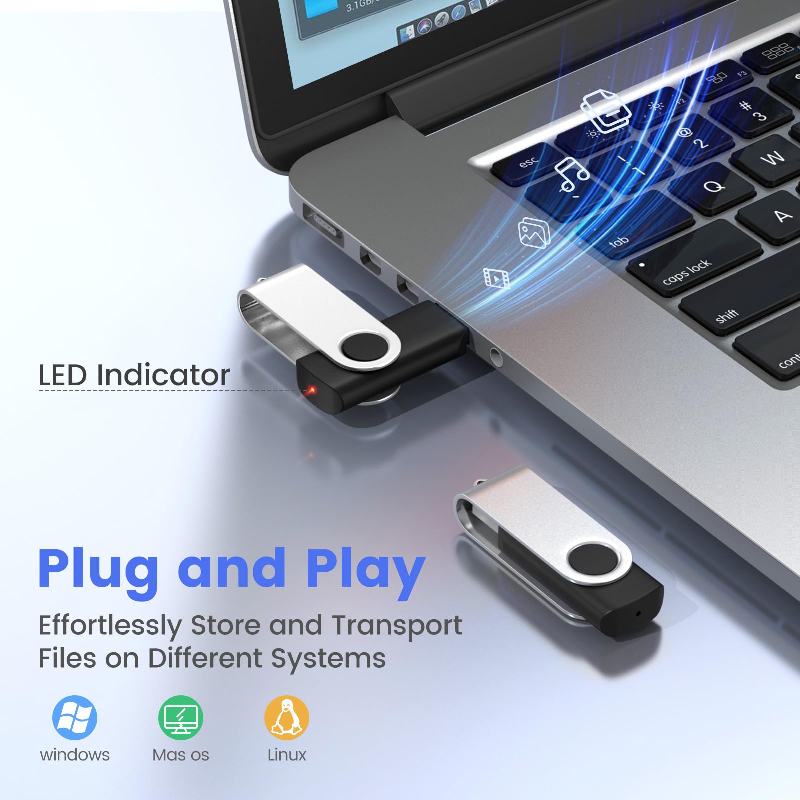 ABLAZE 4GB USB Flash Drive 20 Pack, USB 2.0 Thumb Drives with Lanyards Bulk Memory Sticks Pendrives 20PCS (Black)