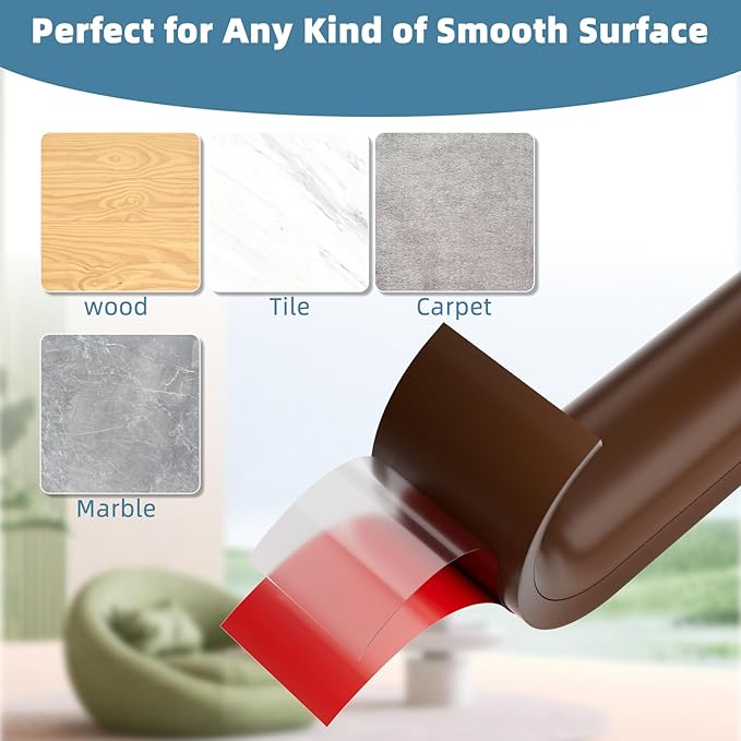 6ft Side Buckle Floor Cord Cover for Wires, Selfadhesive Extension Cord Hider Easy Floor Cable Management Prevent Cable Trips,Silicone Floor Wire Covers for Cords, Cable Protector Cord Cavity（Brown）