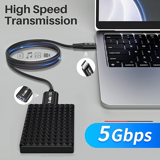 USB C to USB Female Cable 6FT, Type-C Male to USB A 3.1 Female OTG Cable, 5Gbps Data Transfer, Compatible with MacBook Pro/Air, iPhone 16 Pro Max/16 Plus/16/15 Series, Galaxy S24/S23/S22/S21 and More