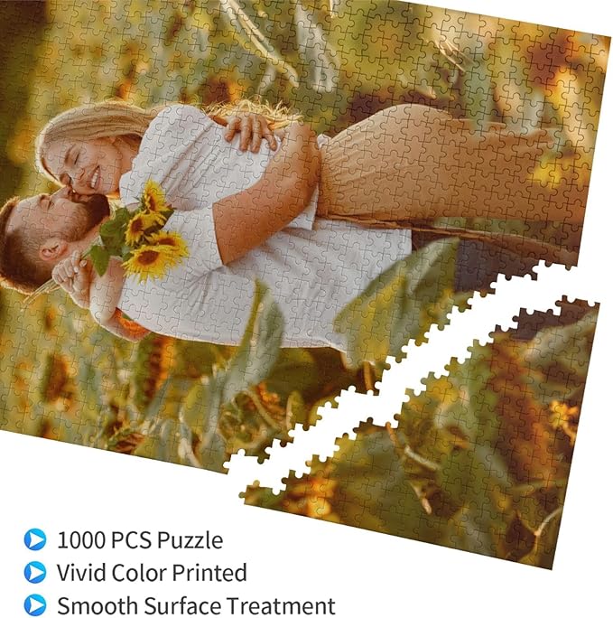Custom Jigsaw Puzzle from Photos 300/500/1000 Pieces Personalized Wooden Picture Puzzles Gift for Adult Family Friends,Birthday,Valentine's Day (Vertical 1000PCS)