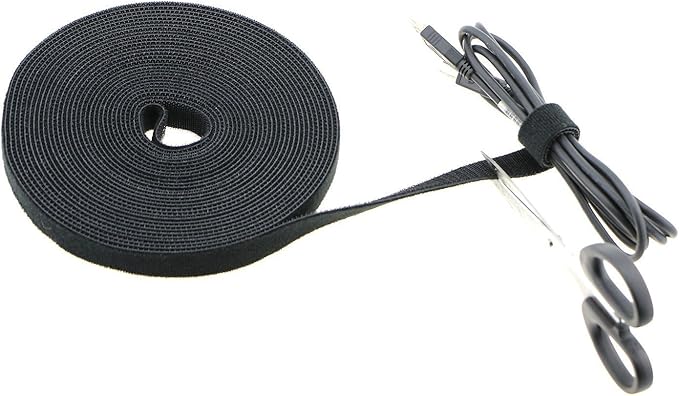 Pasow fastening tape Cable Tie Double Side Nylon Power Wire Management 3/4Inch 1 Roll Hook (5 Yards, Style 2)