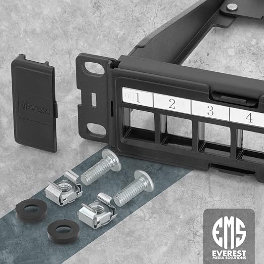 Everest 24 Port Keystone Patch Panel (4-Pack) - Removable 6-Port Panels - Use with Slim Profile Keystones ONLY (Wider Jacks May not fit Side by Side) - 8 Blank Keystone Jack Inserts Included