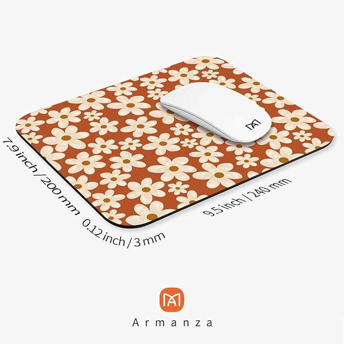 Square Mouse Pad Cute Flowers, Personalized Premium-Textured Custom Mouse Mat Design, Washable Mousepad Cloth, Non-Slip Rubber Base Computer Mouse Pads for Wireless Mouse