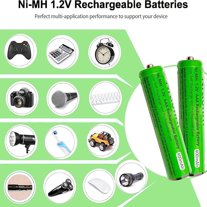 4 Pack NI-MH AAA Rechargeable Battery for Panasonic, 1.2V 400mah AAA Rechargeable Batteries for Panasonic Cordless Phones Handset, Remote Controls, Electronics