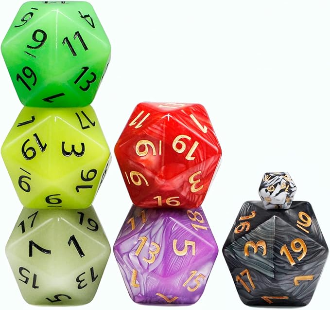 20 Sided DND Dice,D20 Giant Polyhedral Dice,55mm Titan Large Pearl Color D20 Dice,20 Sided Cube D&D Dice Set for Dungeons and Dragons, RPG, MTG Table Games(Black-Pearl Series)