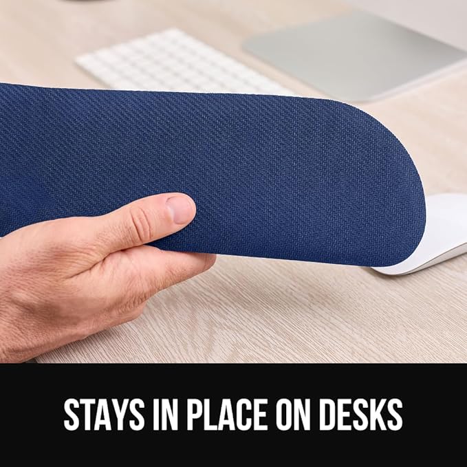 GORILLA GRIP Silky Gel Memory Foam Keyboard Wrist Rest and Mouse Pad for Computer, Ergonomic Design Typing Support, Desk Office Supplies, Hand & Arm Mousepad Cushion and Coaster 4 Piece Set Navy Blue