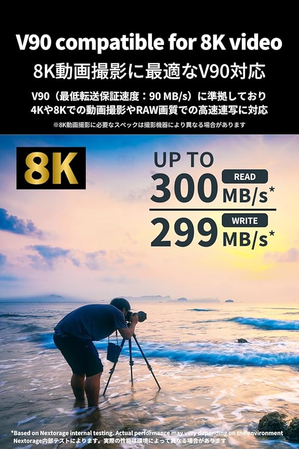 Nextorage 256GB SDXC UHS-II V90 SD Card Japanese Brand pSLC Max. Write Speed 299MB/s Max. Read Speed 300MB/s 4K Recording F2PRO Series NX-F2PRO256G SDXC Card for Digital Camera