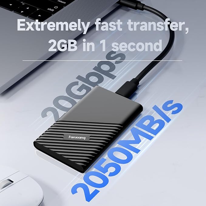 fanxiang 4TB External SSD Portable, Up to 2000MB/s, USB C External Solid State Drive External Hard Drive, USB 3.2 Gen2*2 Type-C SSD for iPhone 15/Pro/PC/Laptops/Creators/Gaming