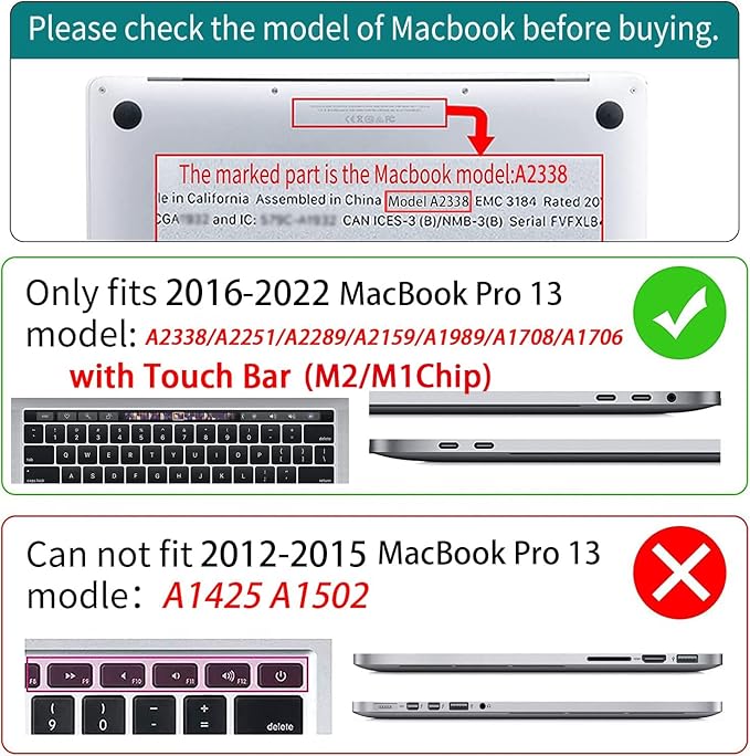 Teryeefi Compatible with M2 M1 MacBook Pro 13 Inch Case A2338 A2289 A2251 A2159 A1989 A1706 A1708 (2024 20203 2022-2016), Hard Shell Case & Keyboard Cover for Mac Pro 13" - W-Abstract Pink Flower