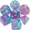 QMAY DND Dice Set -D&D Polyhedral Dice (7 Pcs) for Dungeons and Dragons (Purple Light Blue Glitter)