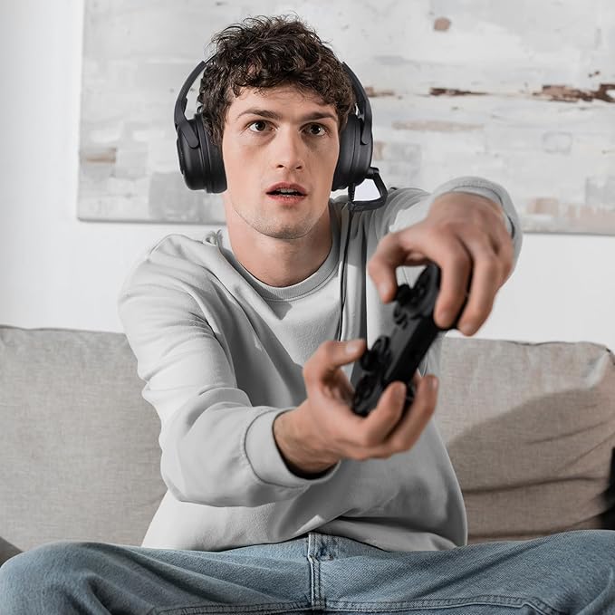 EKSA Headset with Microphone for PC, Computer Headphones with Noise Cancelling Microphone, Over-Ear All Day Comfortable, Immersive Sound 3.5mm Wired Gaming Headset for Laptop/Xbox/Switch/PS4/PS5