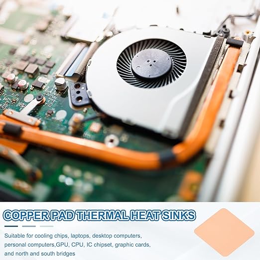 PATIKIL Copper Heatsink Pad Shims, 24 Pcs 15x15x0.1mm Copper Pad Shim IC Chipset GPU CPU Thermal Heatsink for Cooling Laptop Desktop Computer