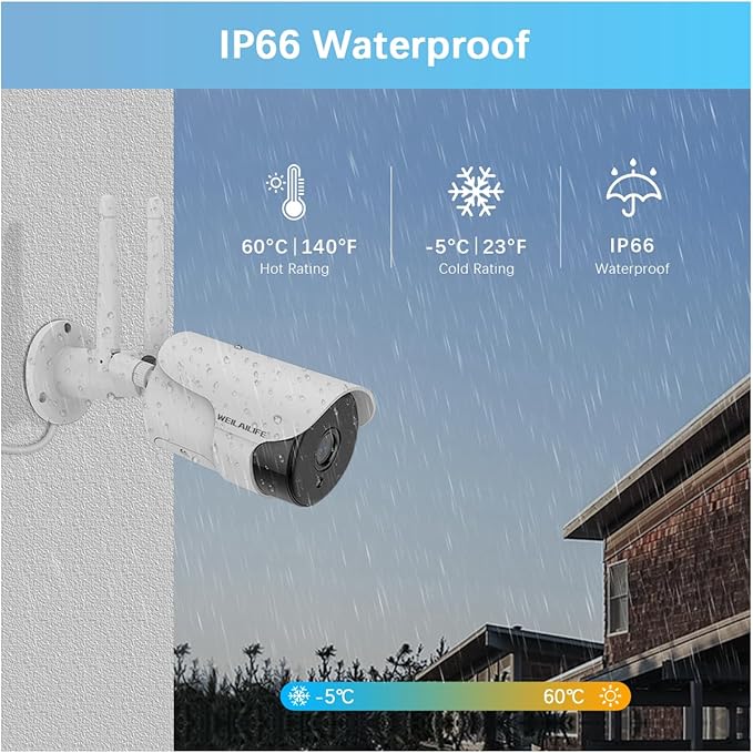 WEILAILIFE 【2-Way Audio】 Outdoor Wireless Security Camera System, Wireless DVR System, WiFi Video Surveillance Systems, Home Security Cameras NVR